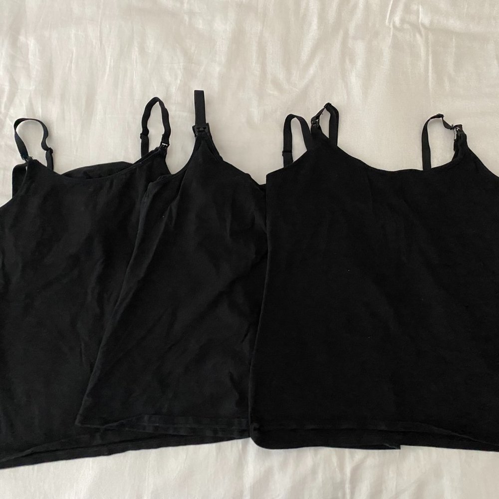 Set of Three Nursing Tank Tops Black M/L